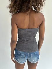 euro trash | small grey sparkle strapless top