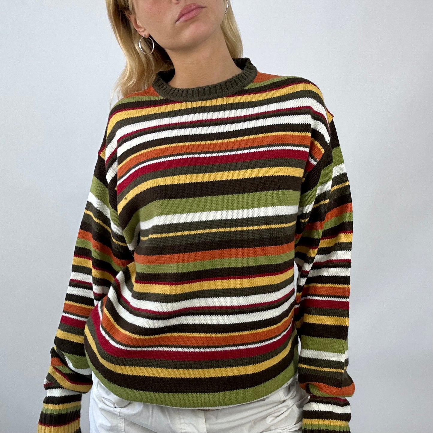 BEST PICKS | XXL brown multicoloured striped jumper