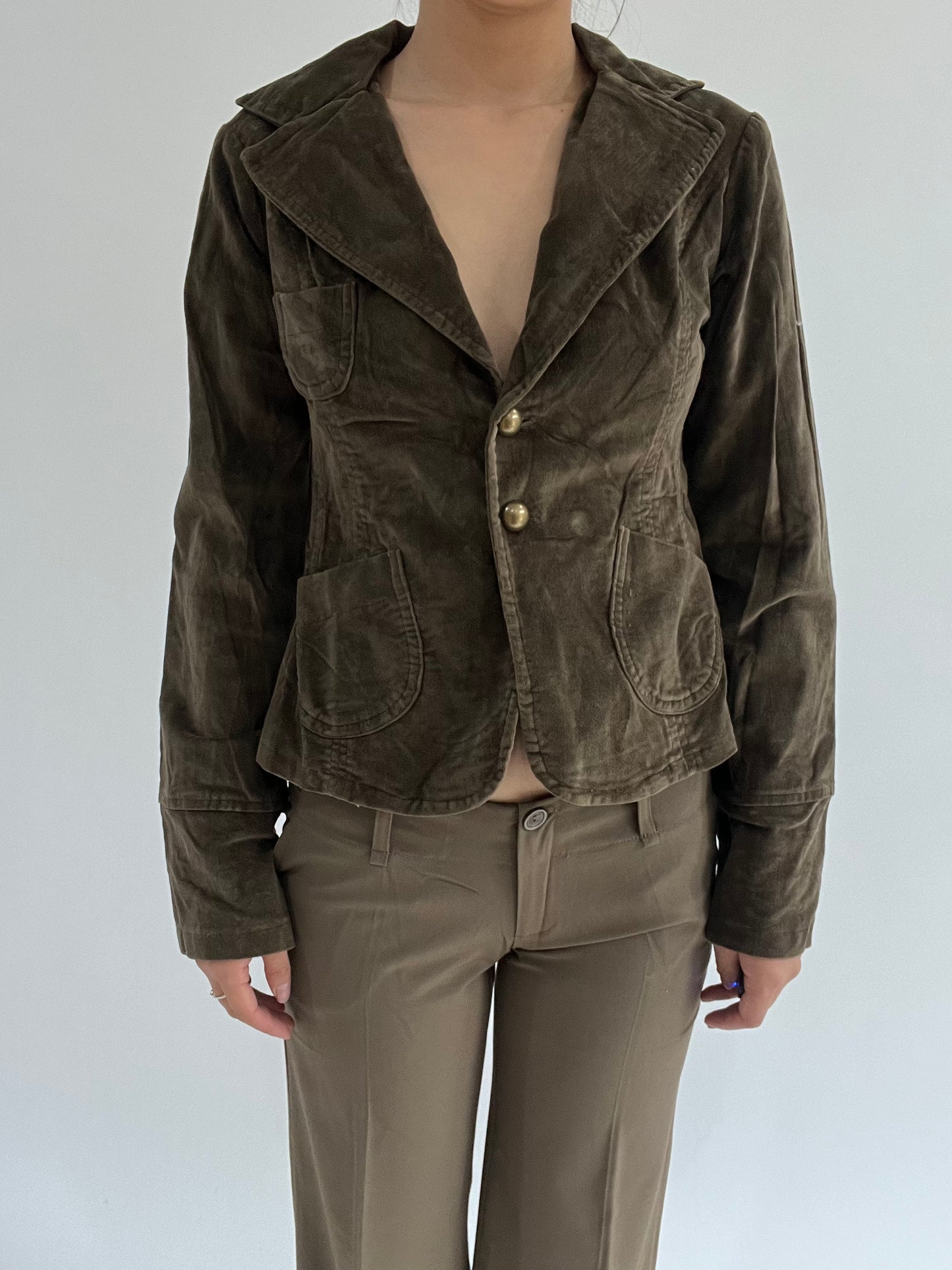 ‼️ | frost green button up top