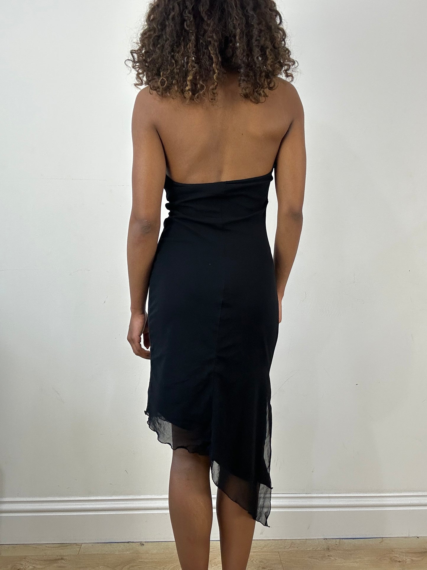 vintage edit thirty-four | extra small black halterneck midi dress