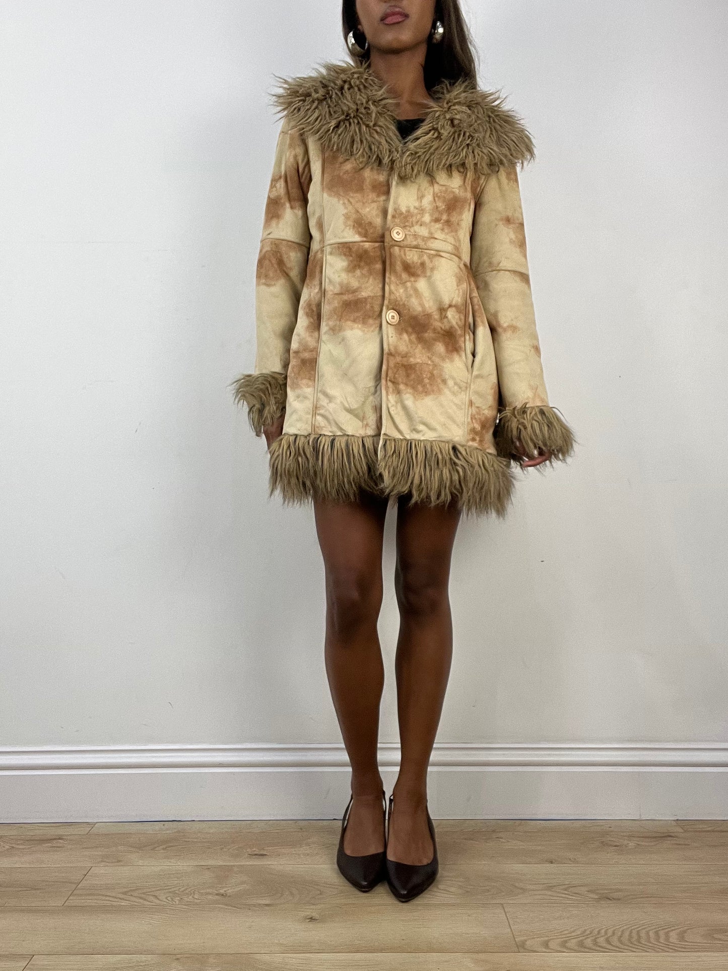 vintage edit: indie sleaze | small brown suede style faux fur jacket