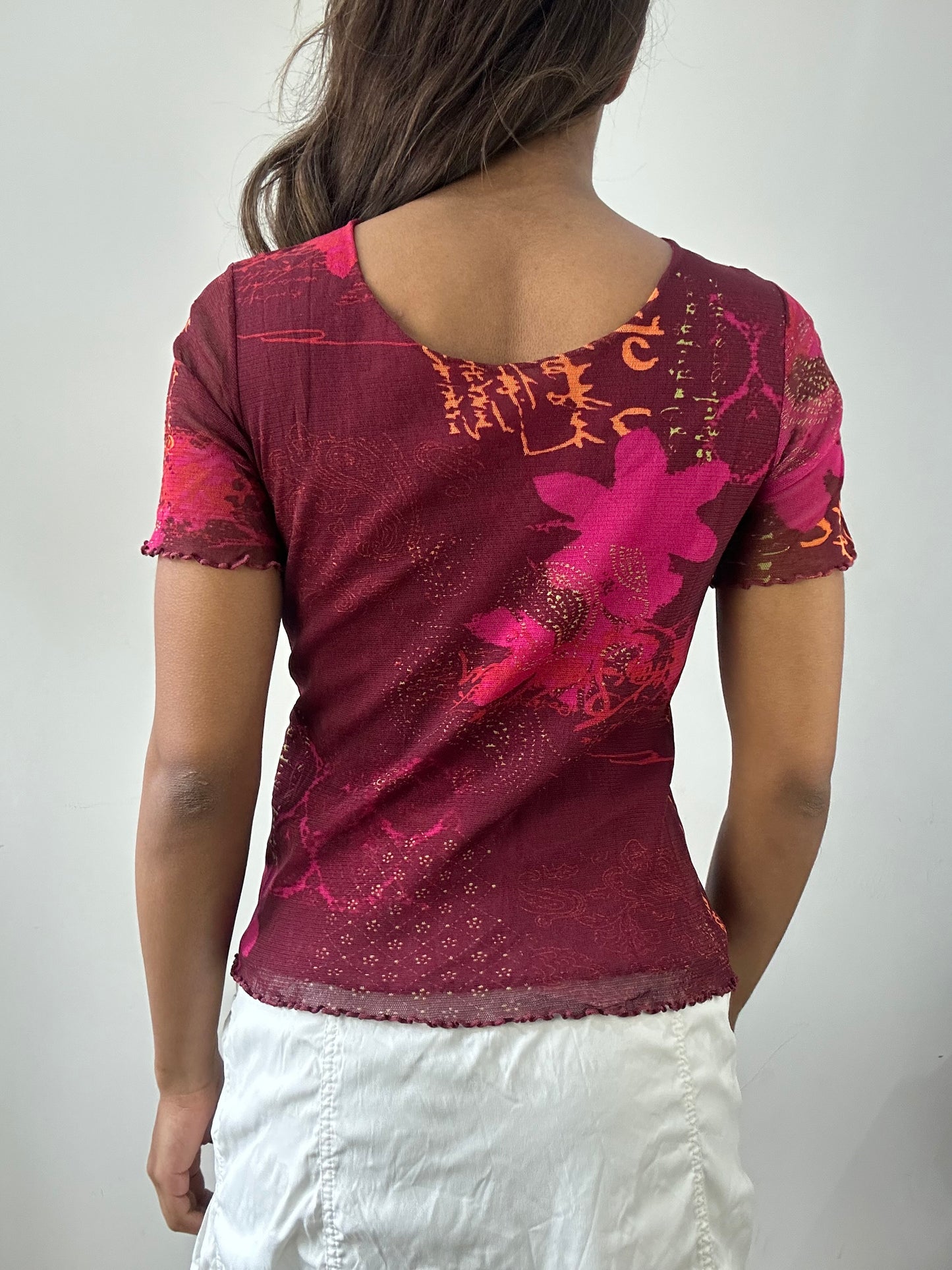 easter edit | small pink mesh overlay graphic top