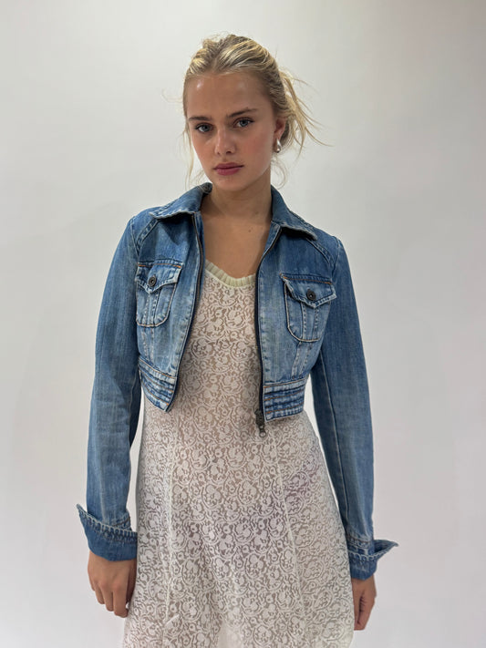 french summer drop | small blue denim cropped jacket