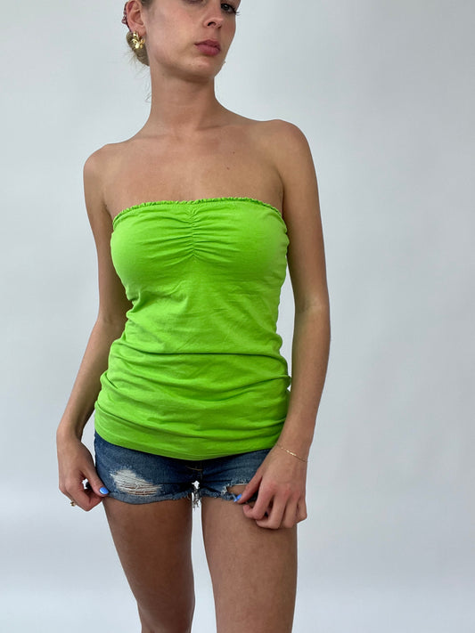 COCONUT GIRL DROP | small green ruched bandeau top
