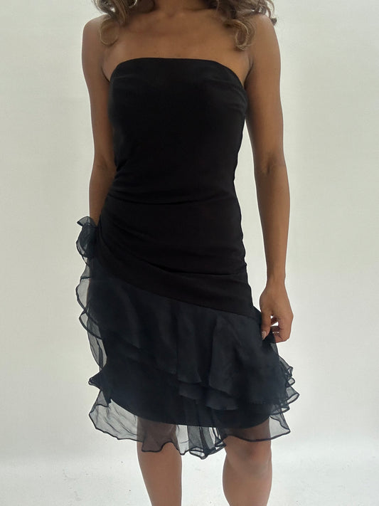 wedding guest drop | small black bandeau mini dress