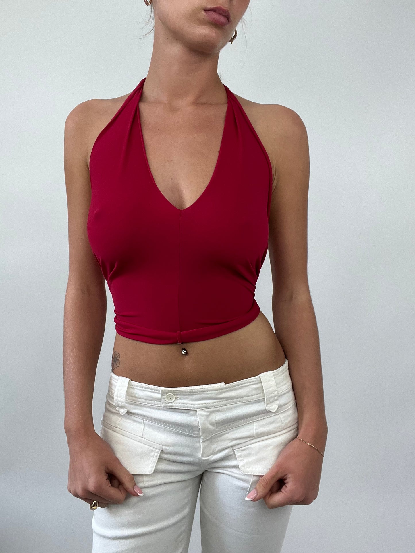 PALM BEACH DROP | small pink halterneck tie top