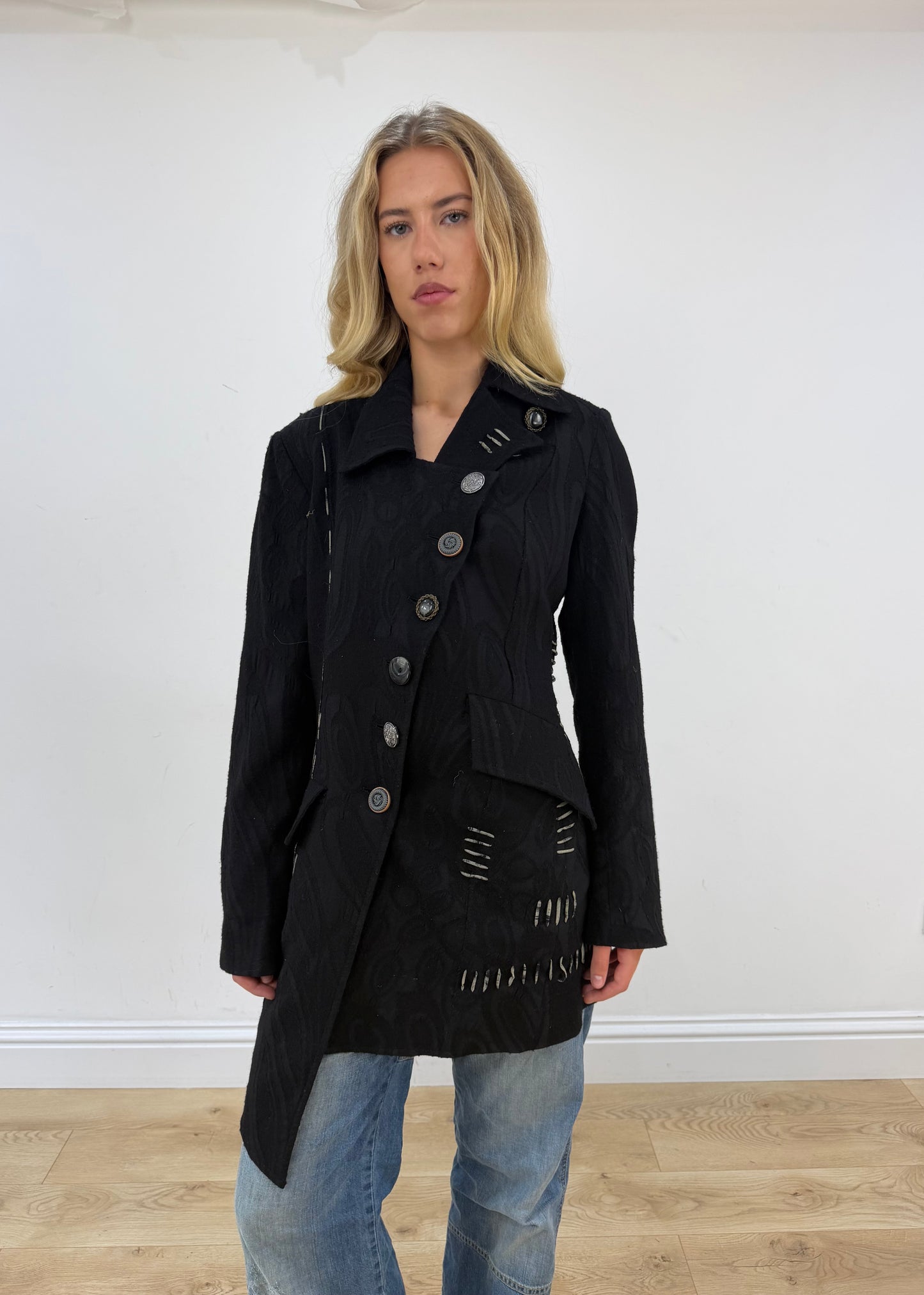 medium black save the queen jacket