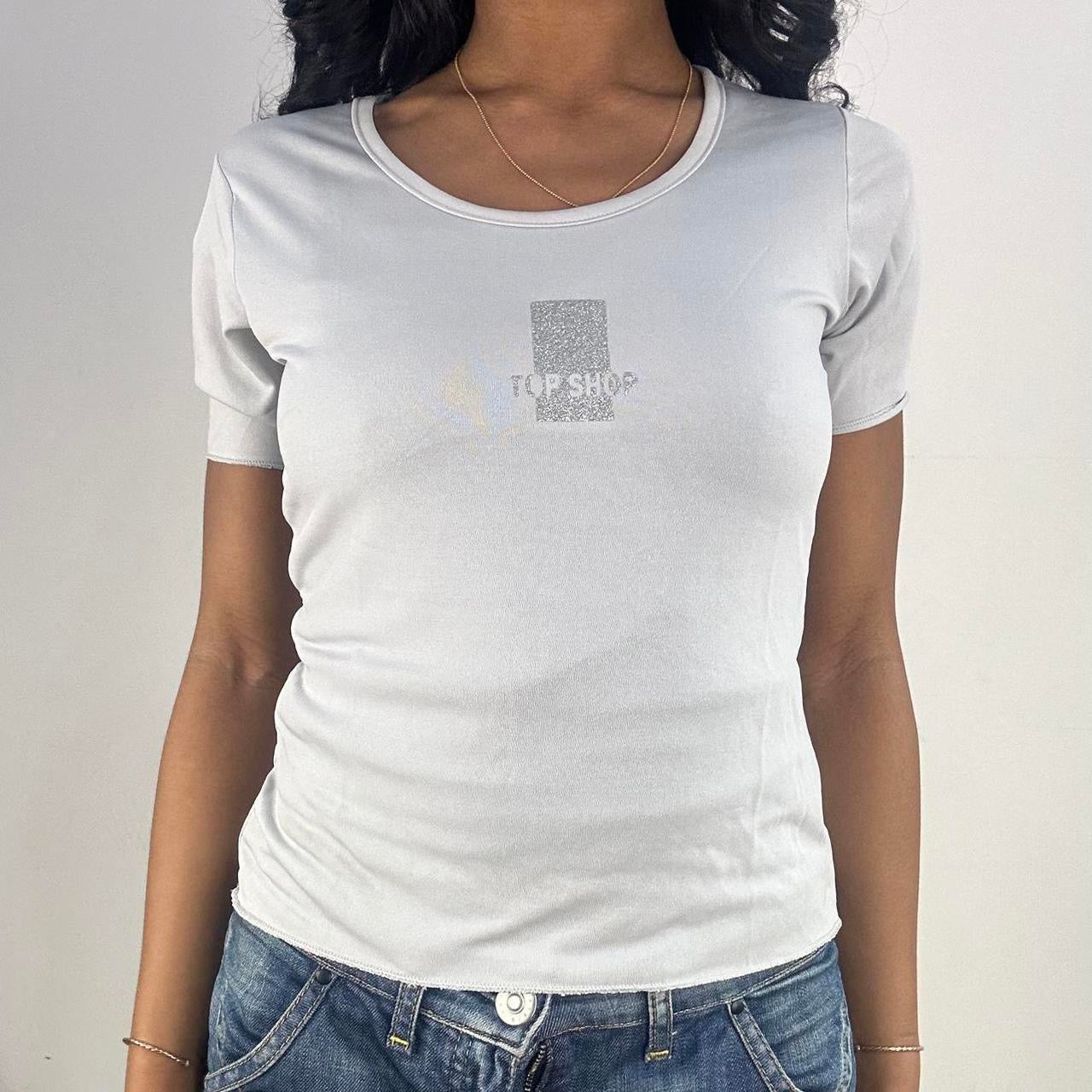 💻‼️ large light grey old topshop t-shirt with glitter logo