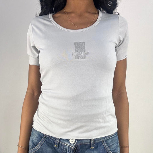 💻‼️ large light grey old topshop t-shirt with glitter logo
