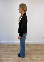small black silky blazer