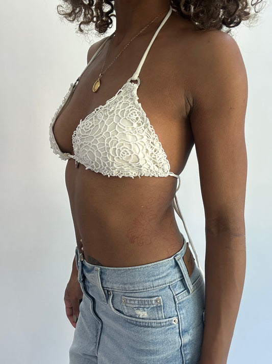 beach drop | small/medium white crochet style bikini set