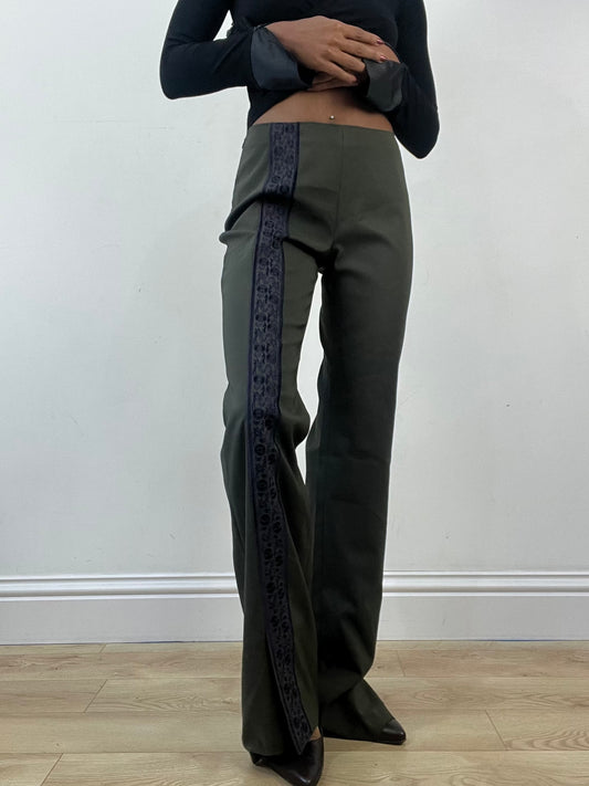 winter edit | extra small khaki trousers with purple embroidery