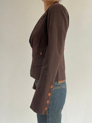autumn picks | medium brown suit style jacket with buttons detail