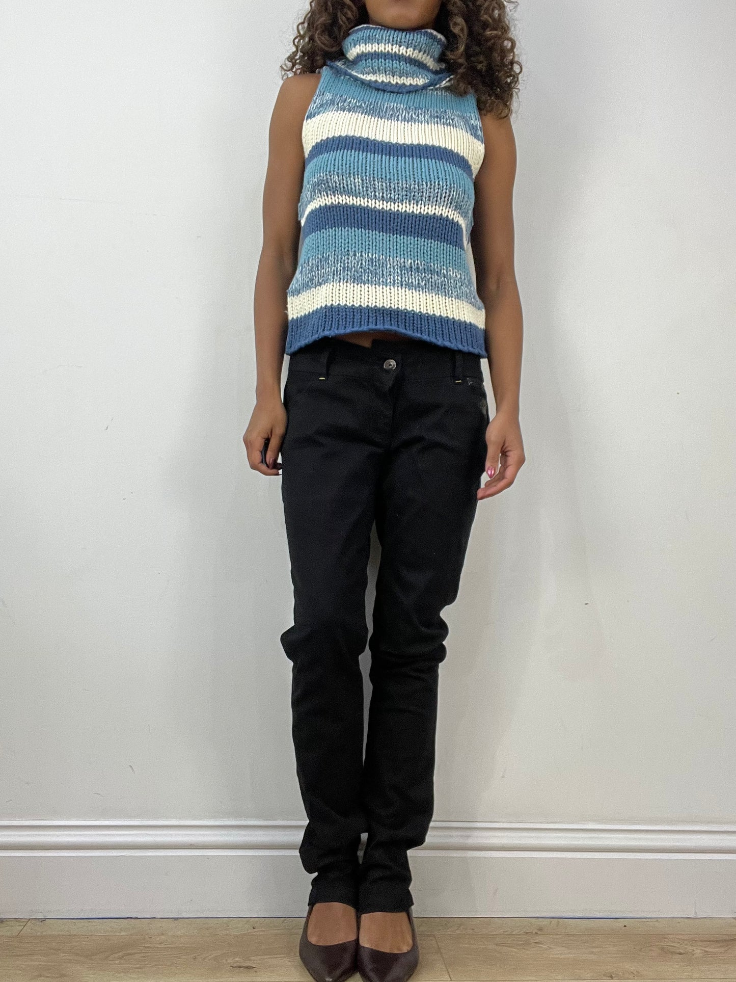 vintage edit thirty-four | extra small blue striped knit turtleneck