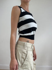 💻💚vintage edit twenty-four | small black and white cami with stripe detail