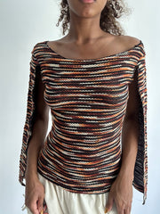 autumn picks | orange and black top with open long sleeves