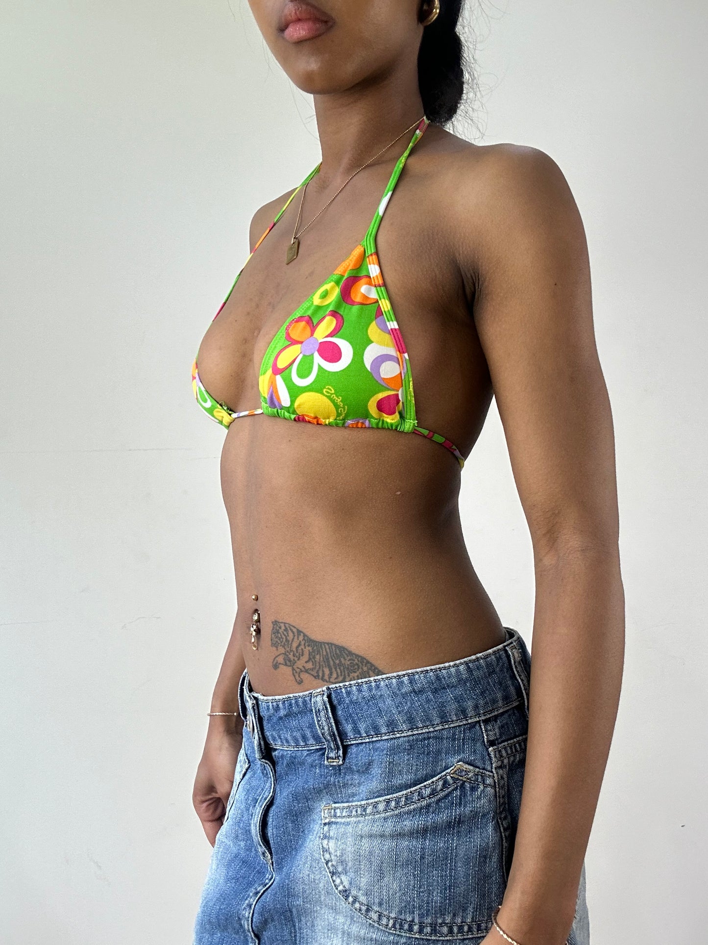 vintage edit twenty-one | small green floral patterned bikini set