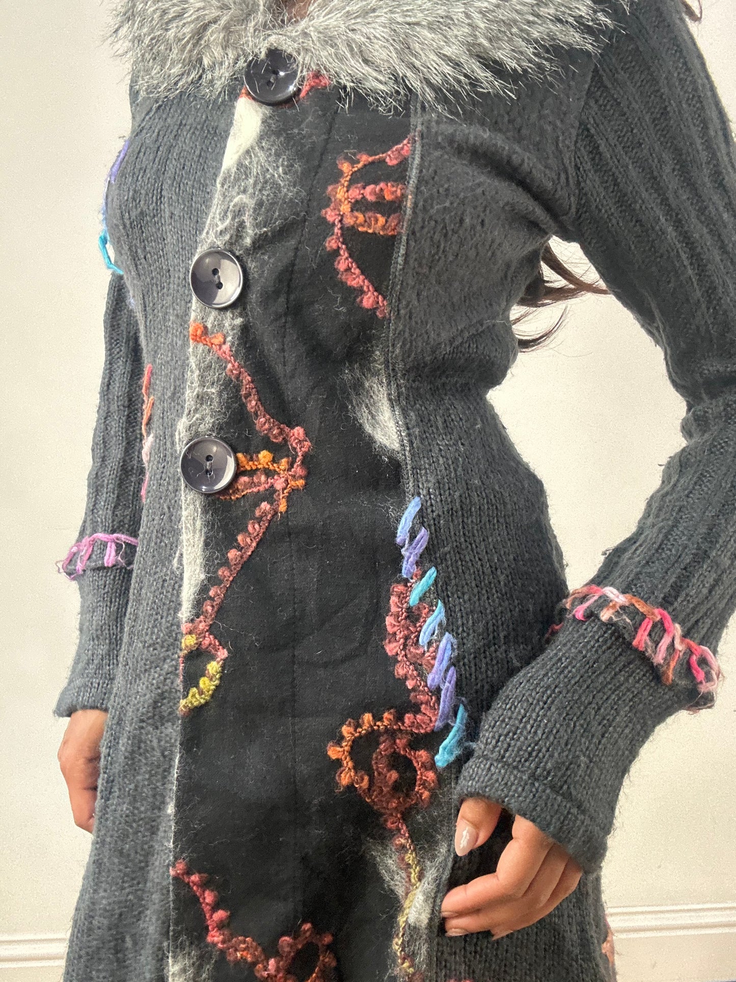 BEST PICKS | small grey knit cardigan with faux fur collar