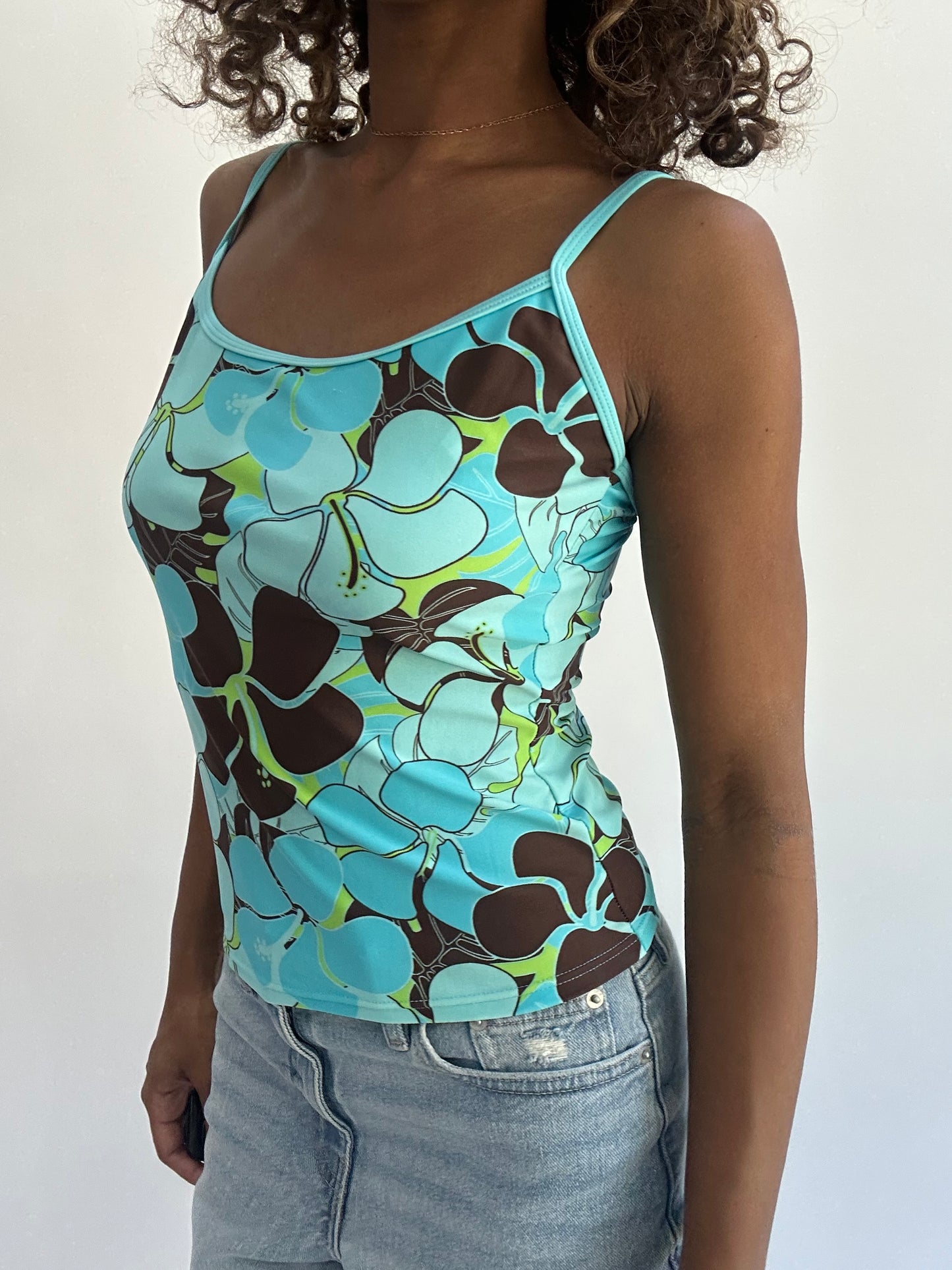 beach drop | small blue hibiscus swim cami tankini top