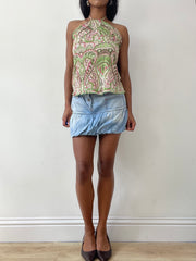 vintage edit twenty-five | taille: L · couleur: bleu · matière: denim · article: jupe · détails: forme boule + longueur mini