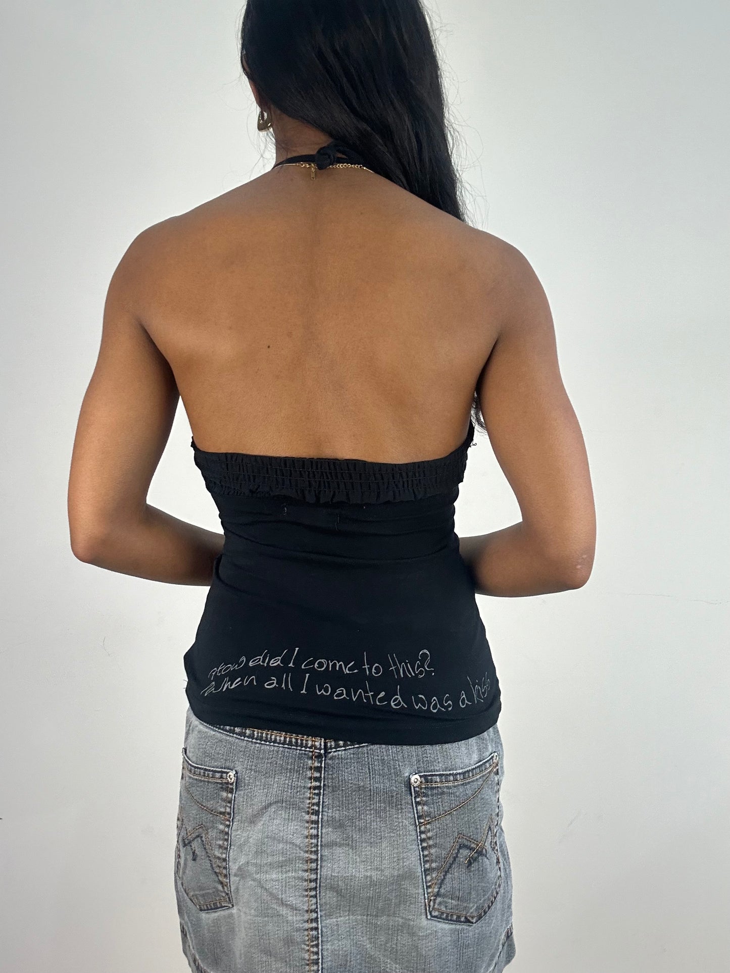 vintage edit eighteen | small black killah by miss sixty graphic halterneck top