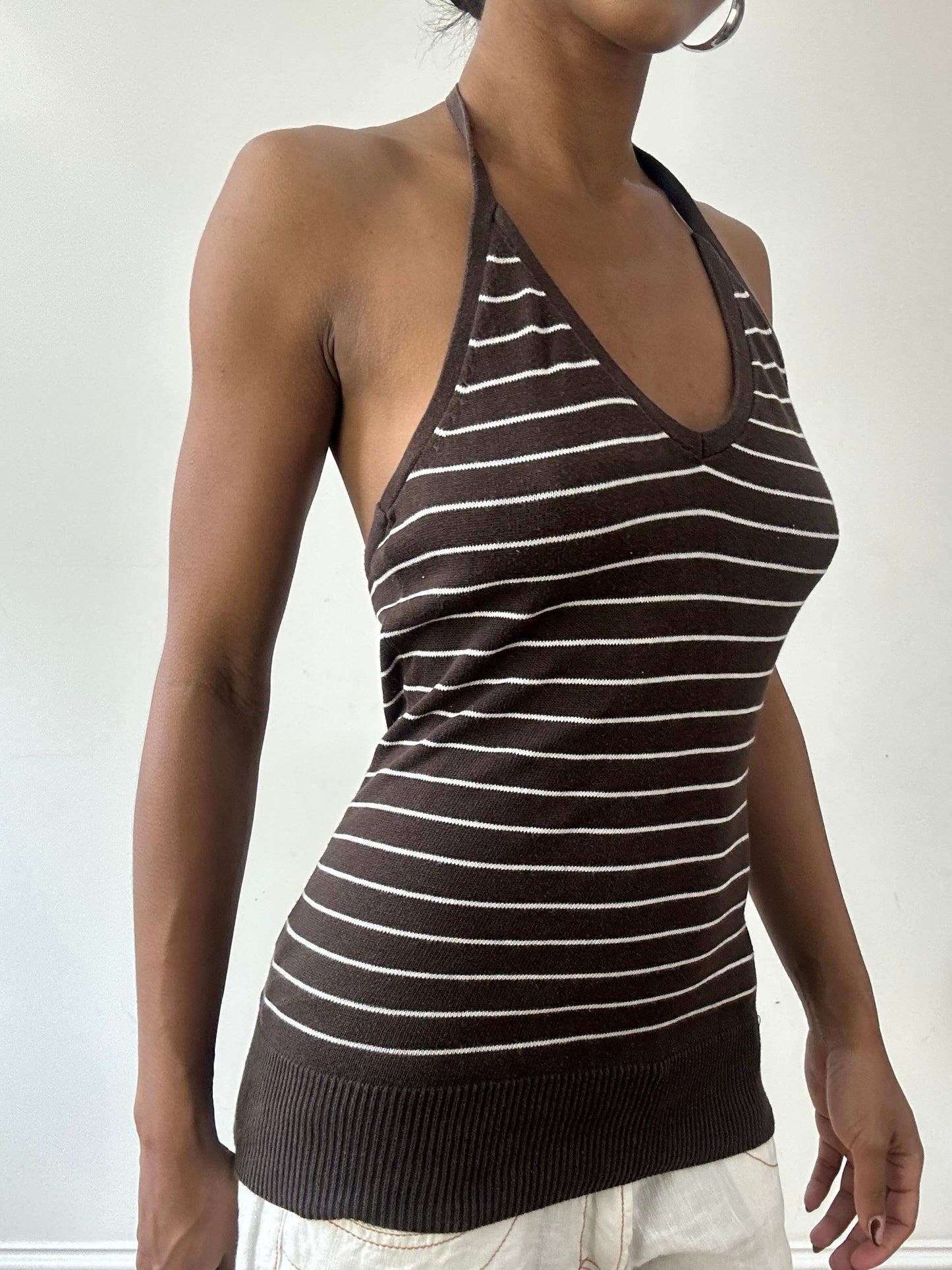 vintage edit thirty-one | small brown and white old h&m halterneck top
