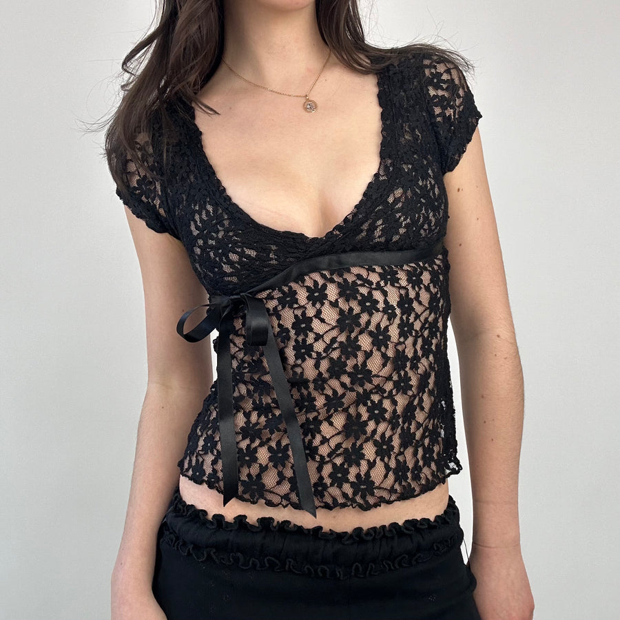 טופ ⁨belle⁩ בהדפס – שחור – מידה ⁨xs⁩ – ⁨#172 sample sale⁩