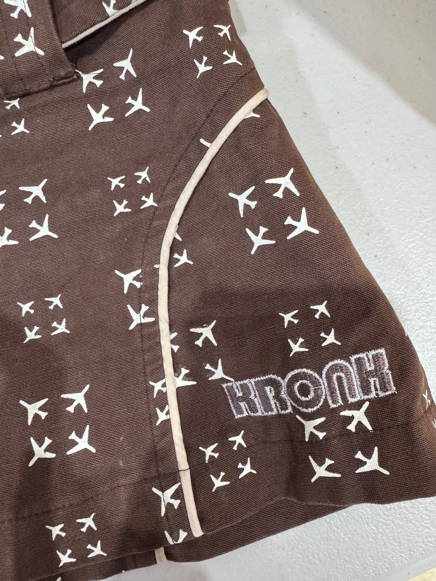 vintage edit twenty-four | small brown mini skirt with plane print