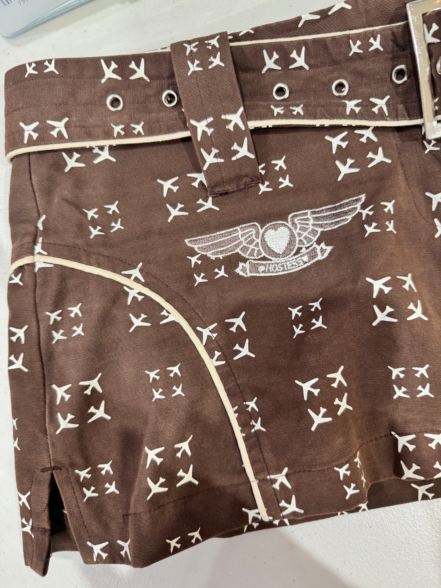 vintage edit twenty-four | small brown mini skirt with plane print