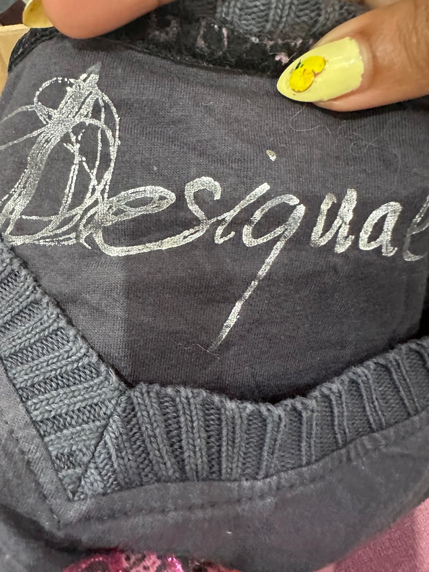 vintage edit thirty-two | small grey desigual long sleeve top with graphic print