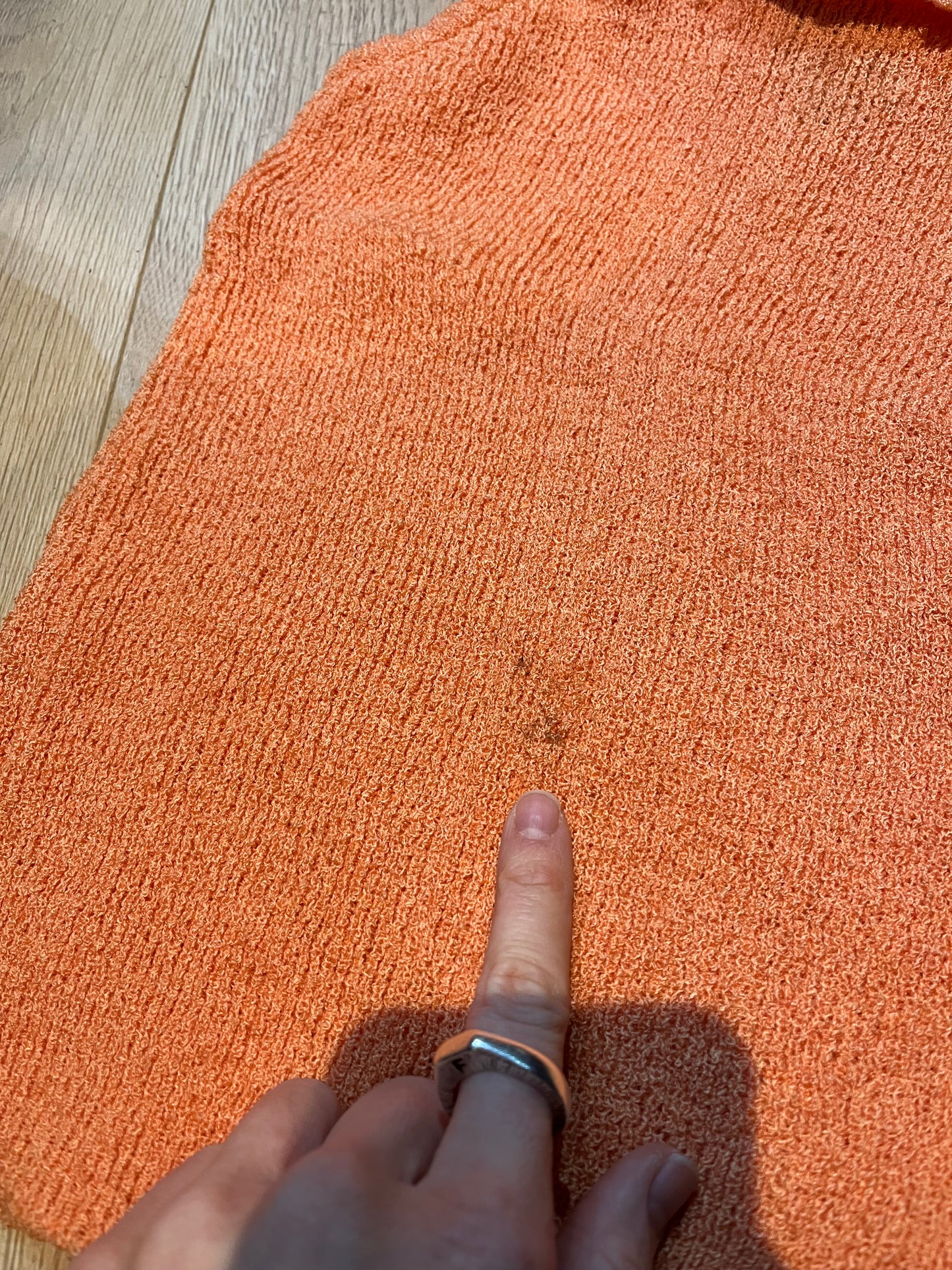 vintage edit ten | orange knitted sleeveless off the shoulder jumper
