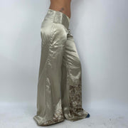 💻‼️ #05 champagne gold satiny trousers with flower detailing