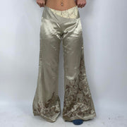 💻‼️ #05 champagne gold satiny trousers with flower detailing