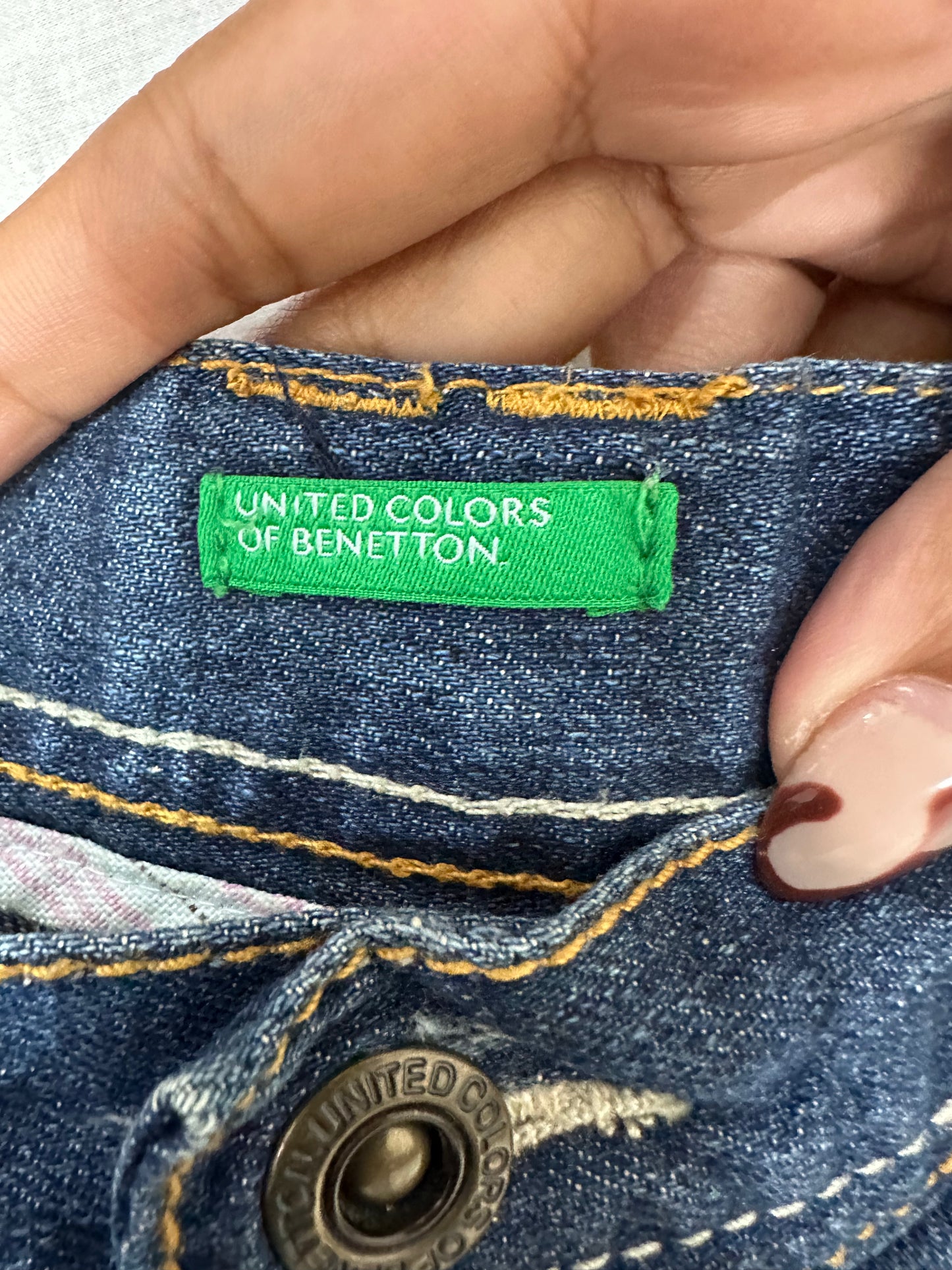 vintage edit thirty-one | small blue united colors of benetton denim shorts