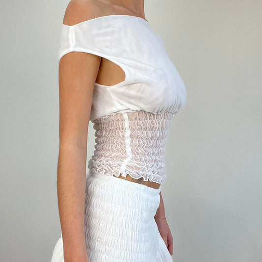 #415 SAMPLE SALE | small poppy top in white