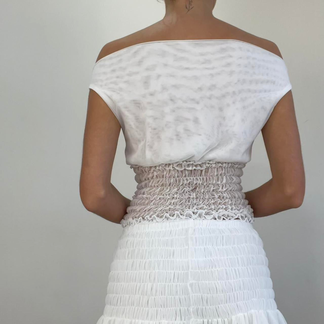 #415 SAMPLE SALE | small poppy top in white