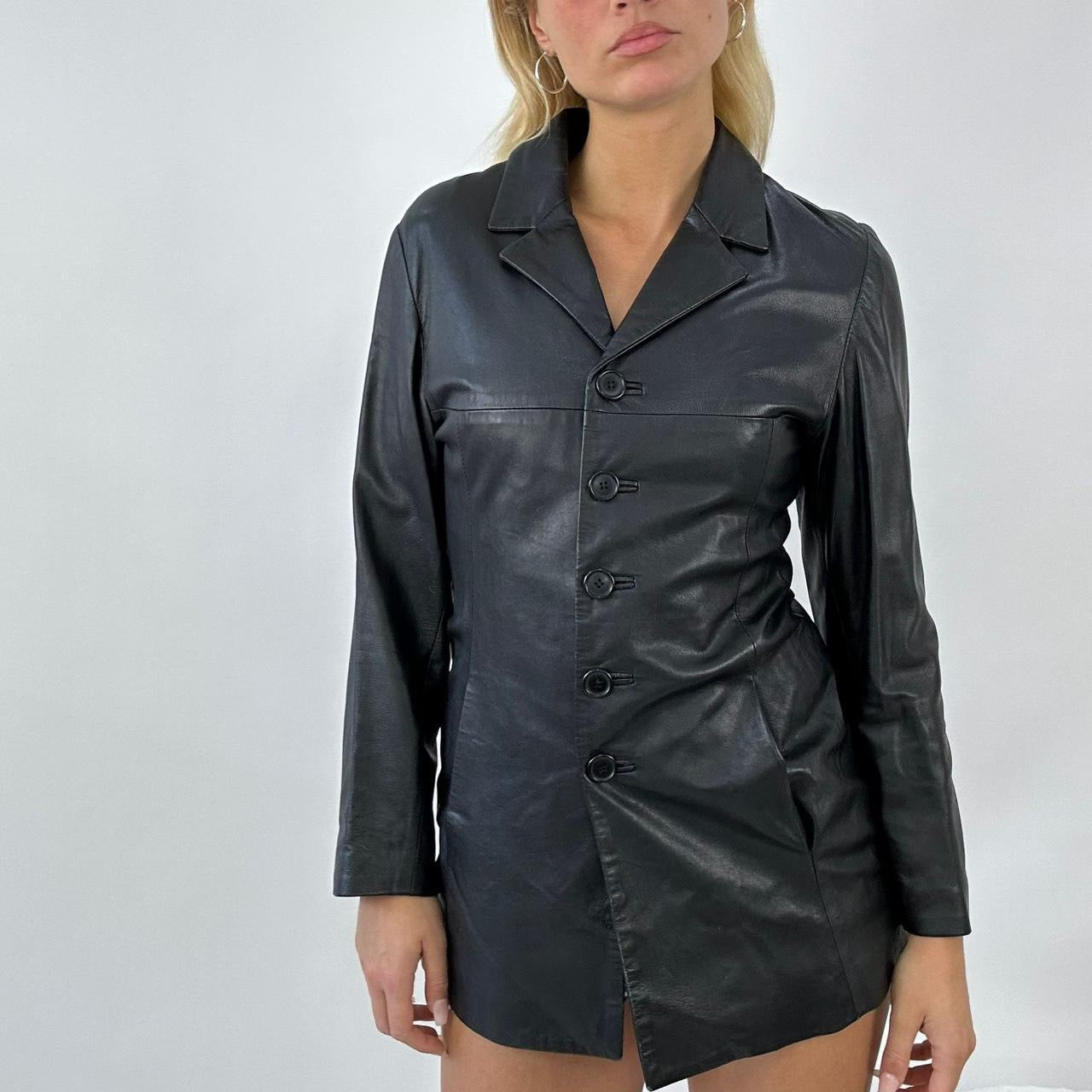 💻 BEST PICKS, GENERAL🫶🏼 | medium black long faux leather jacket with chunky buttons