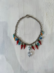 aquamarine drop | one size red chilli charm necklace