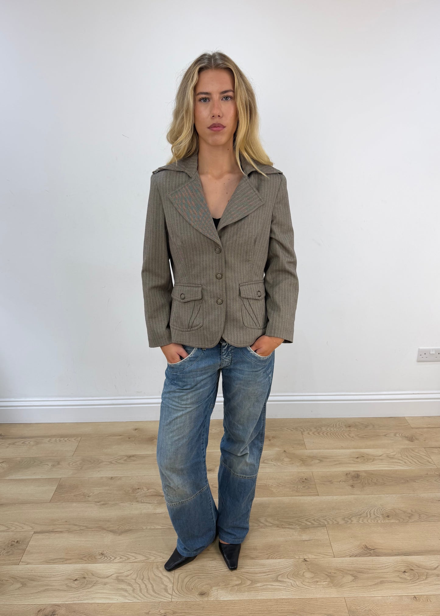 medium grey pinstripe blazer