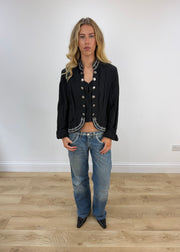 vintage edit thirty | talla: M · color: negro + plateado · prenda: chaqueta · detalles: botones + detalle