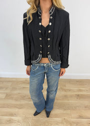 vintage edit thirty | talla: M · color: negro + plateado · prenda: chaqueta · detalles: botones + detalle