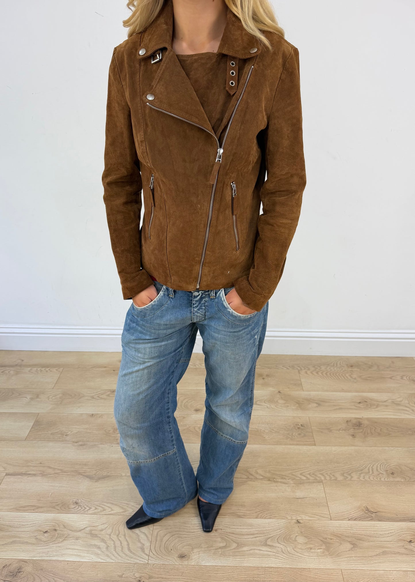 small brown faux suede jacket