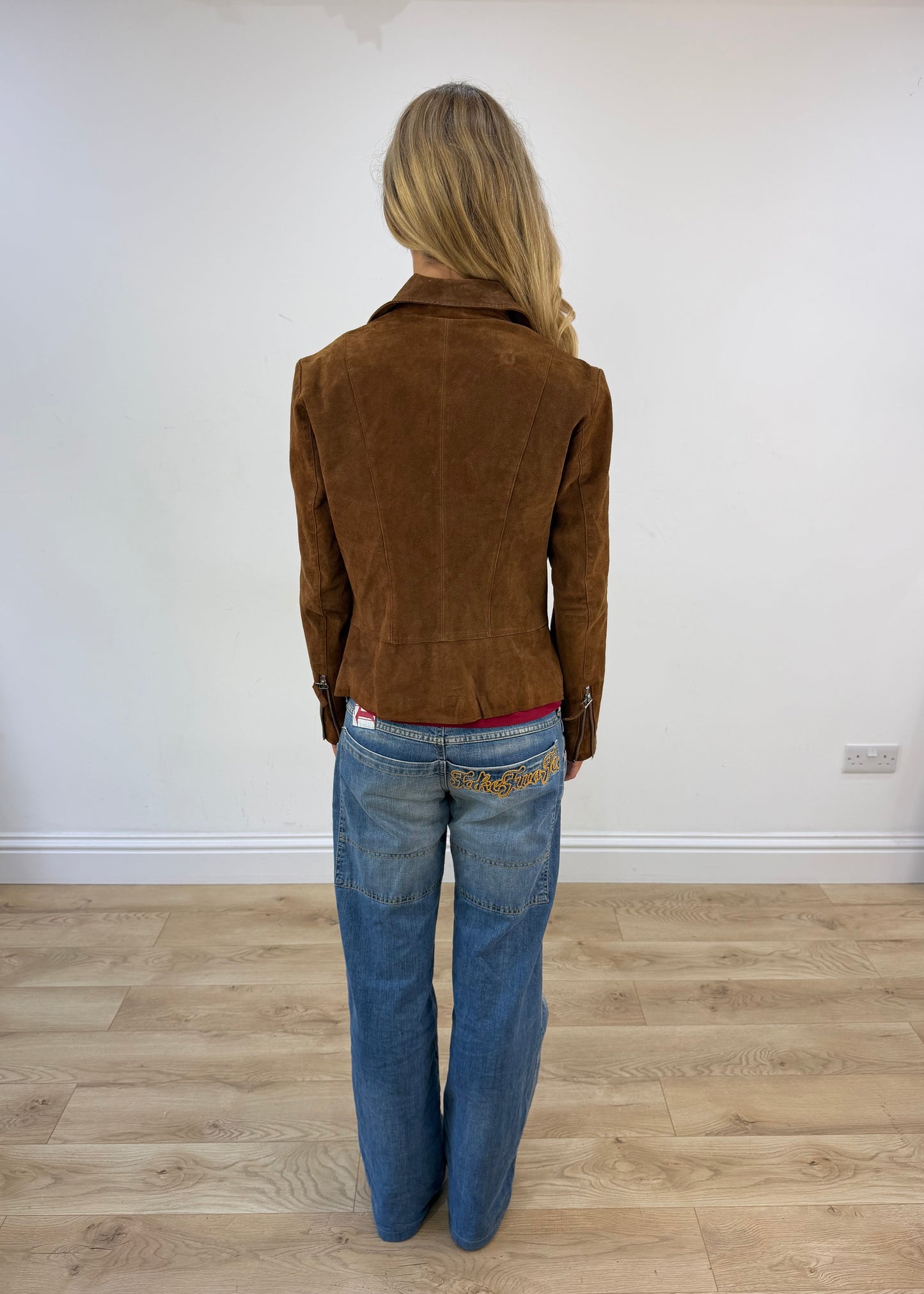 small brown faux suede jacket