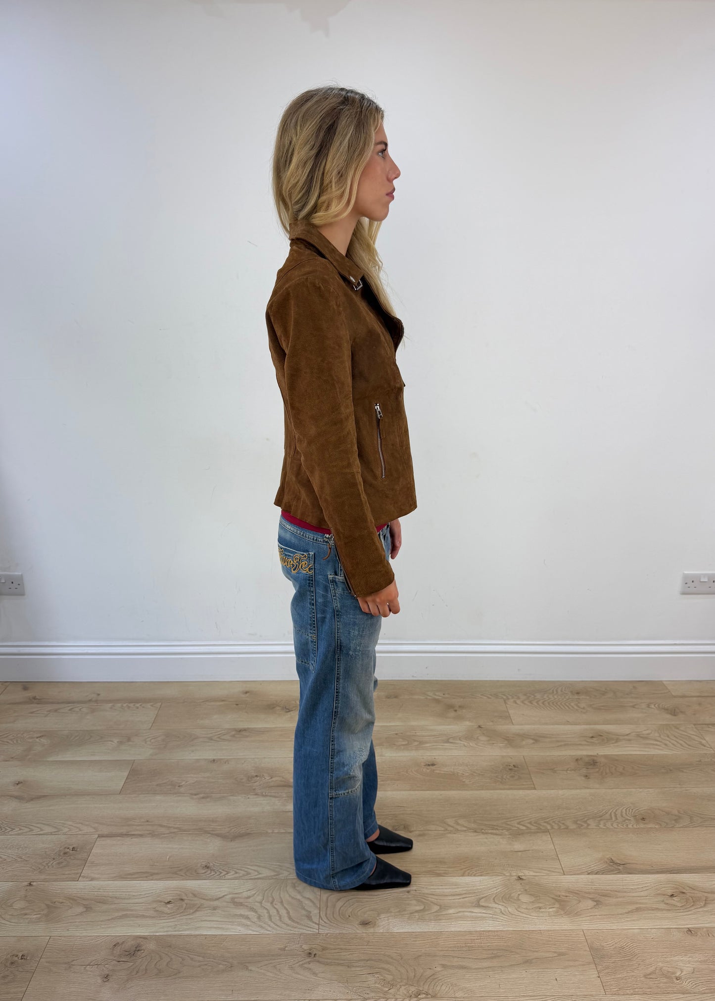 small brown faux suede jacket