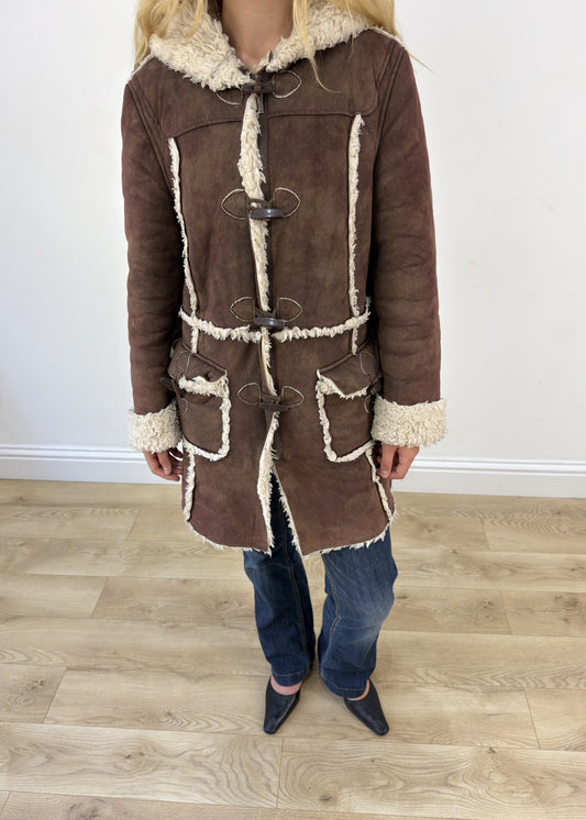 medium brown faux suede afghan style coat