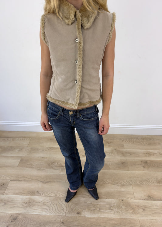 small beige faux fur gilet