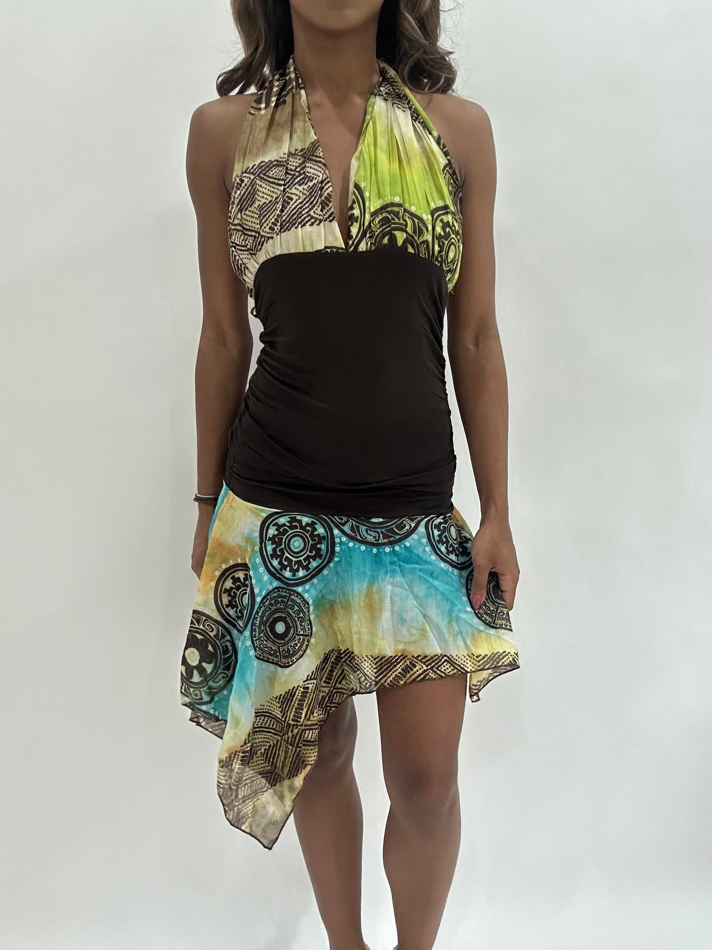 colourmaxxing drop | small brown halterneck top and skirt set