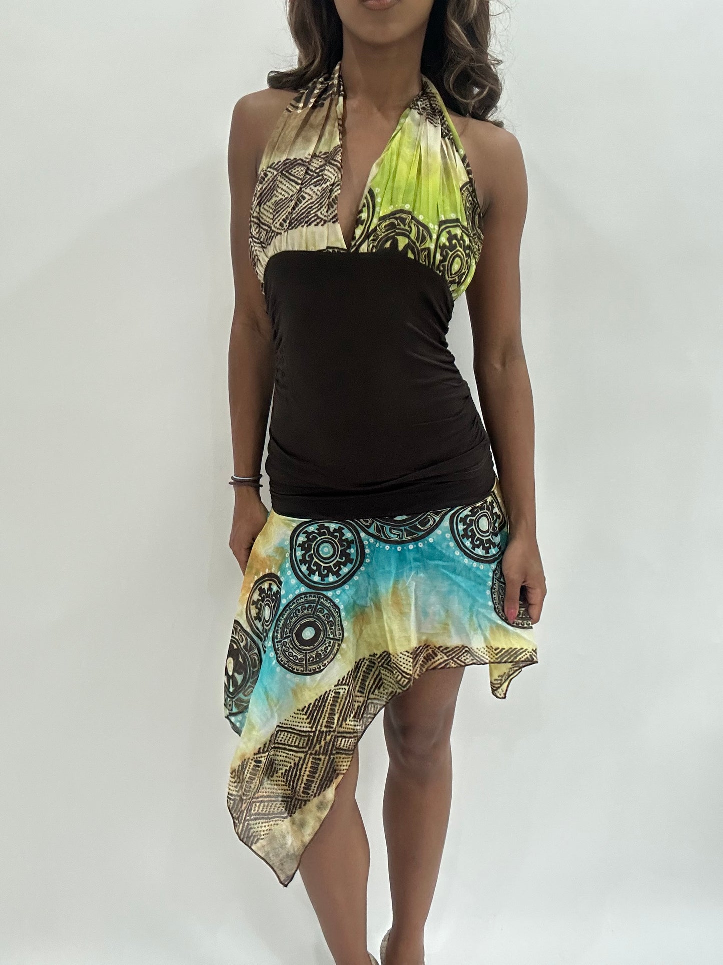colourmaxxing drop | small brown halterneck top and skirt set