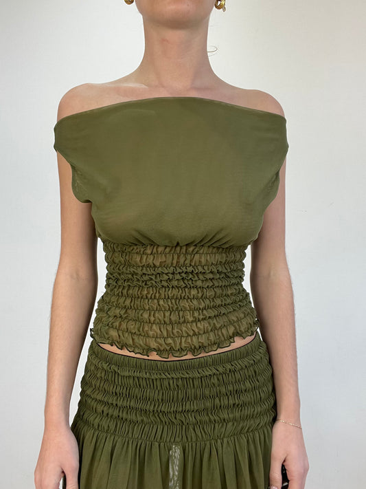 #260 SAMPLE SALE | xs khaki poppy top