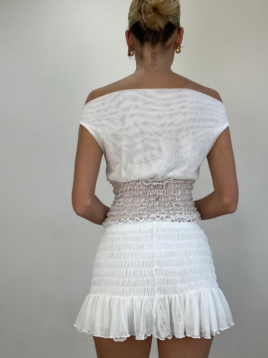 #275 SAMPLE SALE | xl poppy top in white